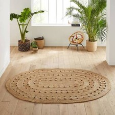 Rug Jute Carpet Oval Farmhouse