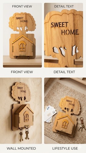 Wooden key holder sweet - key, –