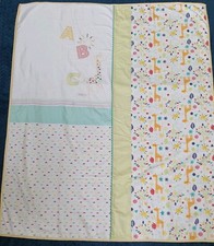 Mothercare Cot Blanket Coverlet fleece reverse ABC Sun Clouds Sunshine Showers