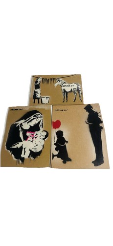 Banksy cardboard artworks - banksy,