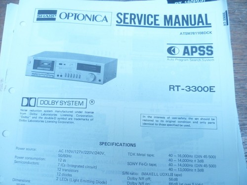 Sharp 33ooe optonica - rt-33ooe,