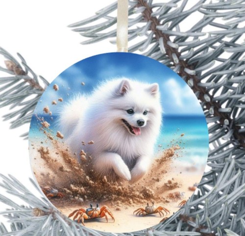 Samoyed dog hanging bauble - samoyed,