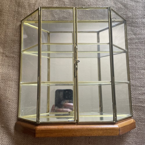 Vintage brass glass - glass, wood