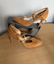 Boden Jennifer T-Bar Heeled Suede Shoes Mustard Size UK 4