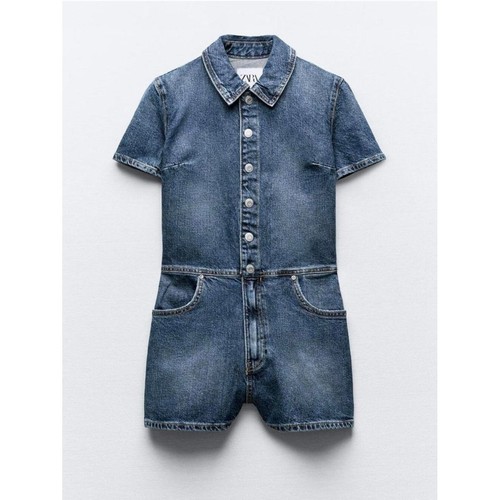 Zara denim romper shorts - denim, |