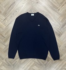 Lacoste Pullover V Neck Navy Blue Thin Knit Sweatshirt Men’s M