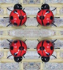 Large Ladybirds X 4 Fence Wall