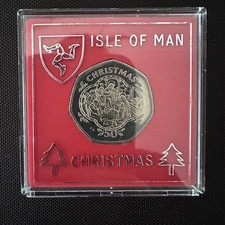 1993 50p ISLE OF MAN Christmas Navitity Scene. coin in case Christmas Xmas