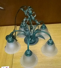 Ipris Type 61315 5 Bulb Metal & Glass Chandelier Ceiling Light Approx. 80cm Tall