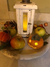 Lantern 8"  Wooden Rustic White for Candle