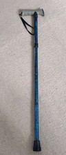 Blue with Black Marbled design foldable & adjustable walking stick