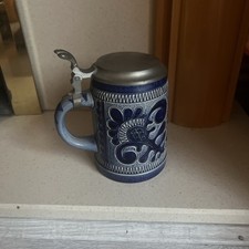 Original German Beer Stein Mug with Pewter Lid
