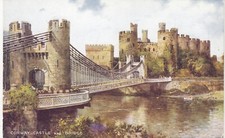 Postcard Conway [ Conwy ] Castle And Bridge Artwork by Brian Gerald My Ref SL