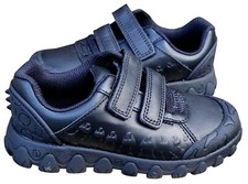 CLARKS Tyrex Ride Boys Infant Black Leather Strapped Shoes Trainers UK 8 F