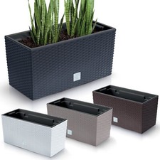 Large Rectangle Rattan Plastic Balcony Flower Plant Garden Planter Decor Pots