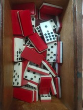 Red and white early plastic/bakelite dominos