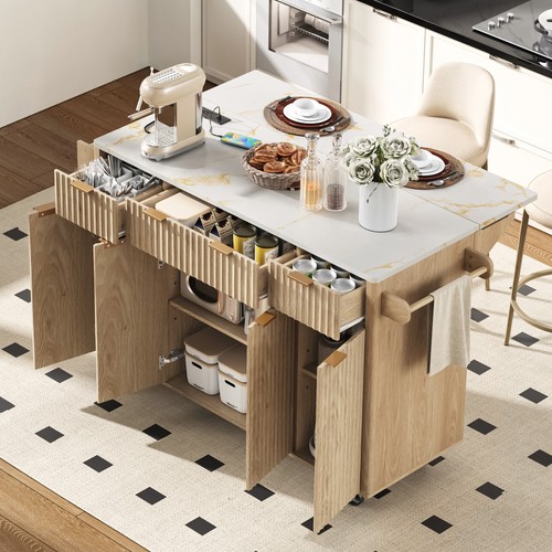Kitchen island w drop - 55.5", w/