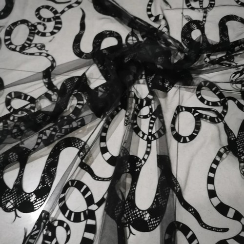Halloween fabric black snakes - halloween,