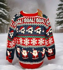Kids Boys Girls Festive Xmas Football Santa Knitted Winter Jumper 3-4yr