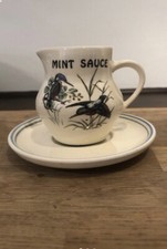 Vintage Mint Sauce Jug And Drip Plate Brixham Pottery Kingfisher Motif