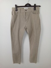 Men's M&S Trousers Stone Beige Cotton Stretch Corduroy Slim Fit NWOT F2