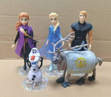 5 pcs Frozen Princess Cake Toppers Elsa Anna Olaf Figures Set Disney Toy Topper