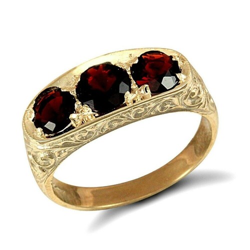 9ct yellow gold gents - gents, garnet