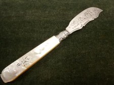 Antique George Unite Hallmarked silver Butter Knife mother pearl Birmingham 1848