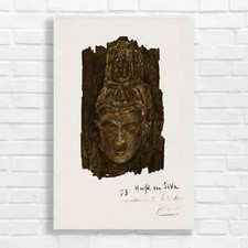 Carved Wooden Mask Sepia Canvas Print Large Picture Wall Art