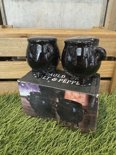 Black cauldron cruet set salt - cauldron,