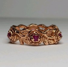 14CT ROSE GOLD STUART DEVLIN FRANKLIN MINT RUBY FLORAL FULL ETERNITY BAND RING 