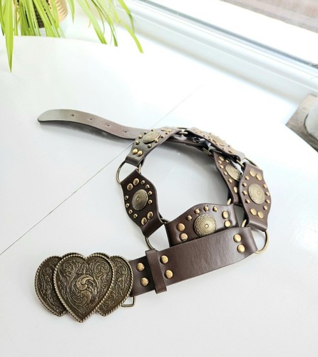 Brown western concho belt - belt, boho