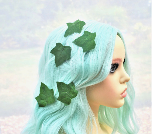 Green ivy leaf hair - green,