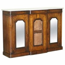 ORIGINAL REGENCY WALNUT & MARBLE CREDENZA SIDEBOARD CUPBOARD MIRRORED DOORS
