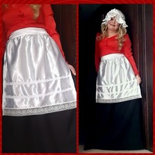 White satin apron Victorian Tudor maid fairy tale fancy dress costume