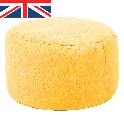 Round linen bean bag ottoman - round,