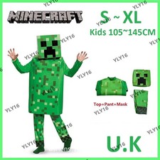 Kids Minecraft Monster Creeper Play Costume Kids Halloween Party Gifts Costume—U