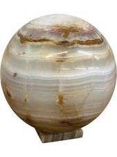 Large Onyx Sphere with Stand Decorative Ornament 6 Inches Multicoloured