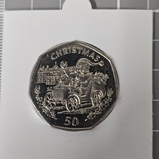 1993 Gibraltar Christmas 50p Coin,  Santa In A Car