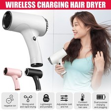 Cordless Hair Dryer 2600mAh Portable USB Rechargeable Hair Dryer Cold Hot Wind
