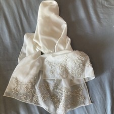 New DIAMOND WHITE Maggie Sottero Embroidered Organza Shawl, Wedding, Stole, Wrap