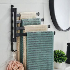 Bathroom Hand Towel Rack 4-Bar Folding Arm Swivel Bath Swing Out Wall Mount