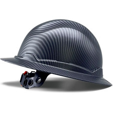 Safety Helmet Full Brim Hard Hat Carbon Fiber Construction Work Cap Lightweight 