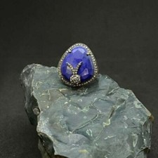 Pave Diamond Lapis Lazuli Ring