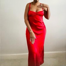 Zara Red Satin Midi Dress -