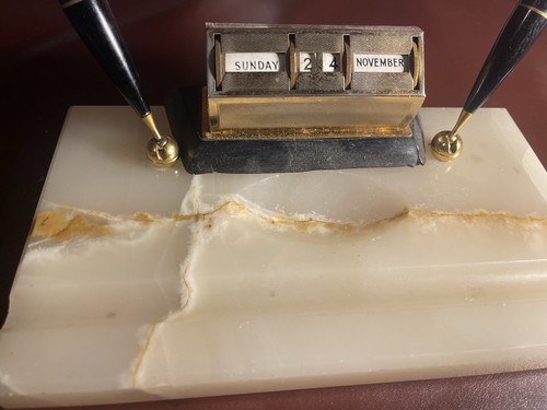 Vintage marble desk pen holder