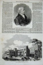 Old Antique Print 1862 Dr Hawtrey Provost Eton College School Buildings 19th