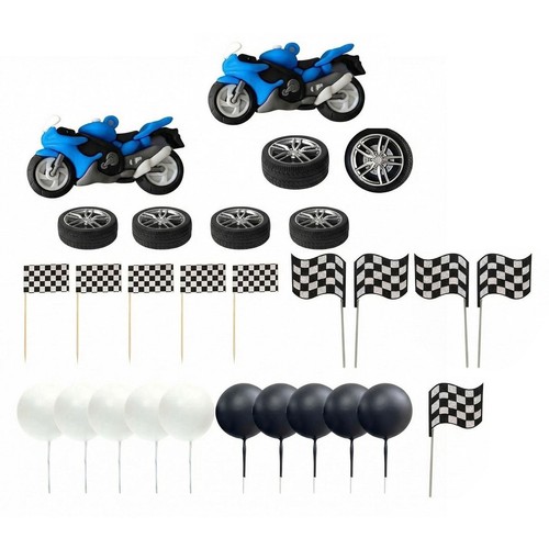 28x motorbike cake - motorbike, toppers