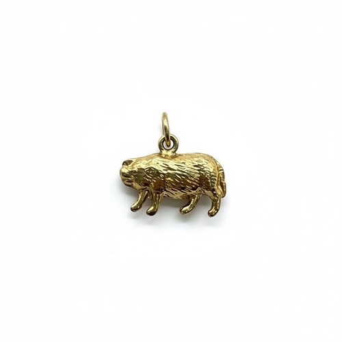 9ct yellow gold pig charm - 9k,