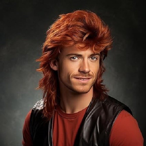 Ginger mullet wig mens - ginger, for
